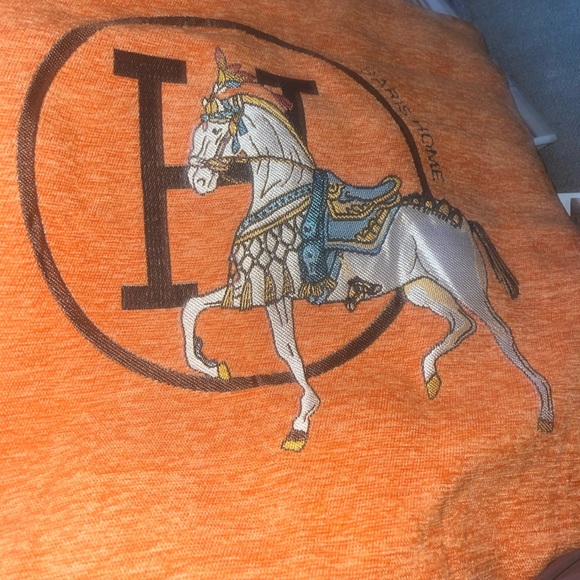 French Parisian Hermès-Style Equestrian Feather/Down Pillow 18” Square - Picture 4 of 5